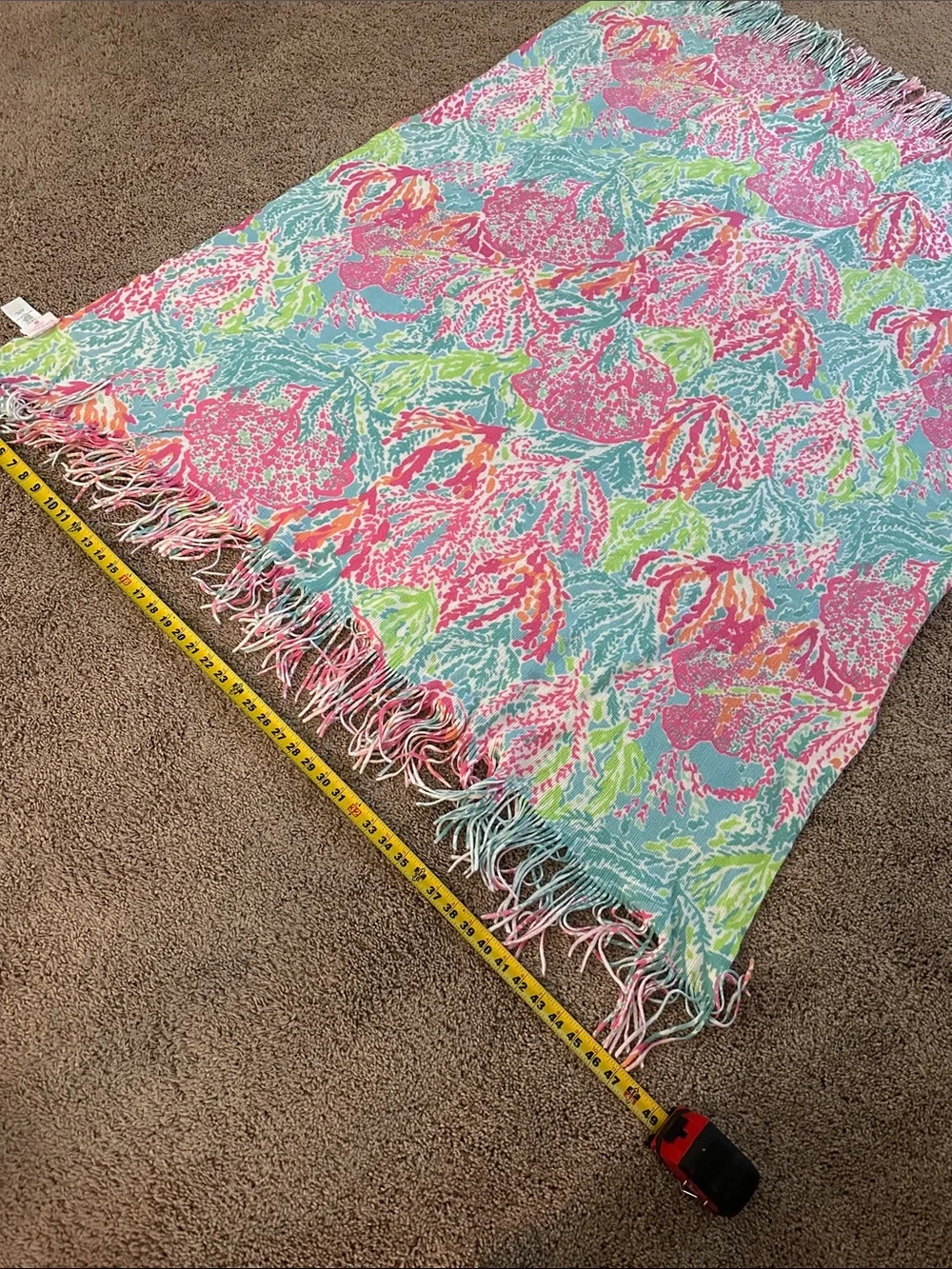 Lilly Pulitzer Colorful Floral Fringe Throw Blanket